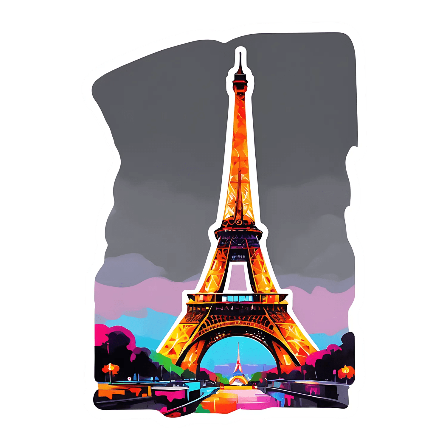 Eiffel Tower Sunset - UV DTF Sticker - Heat Press Transfer