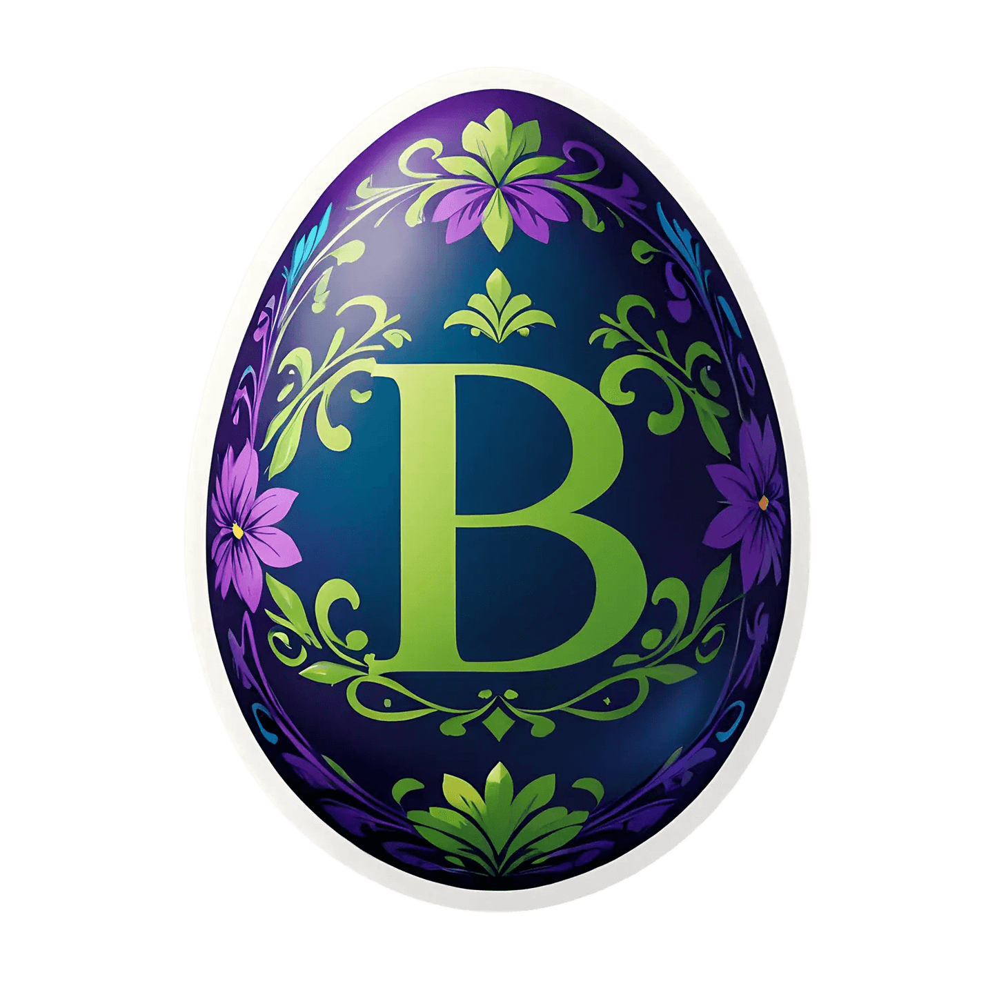 Elegant B Monogram - Floral Sticker - Heat Press Transfer