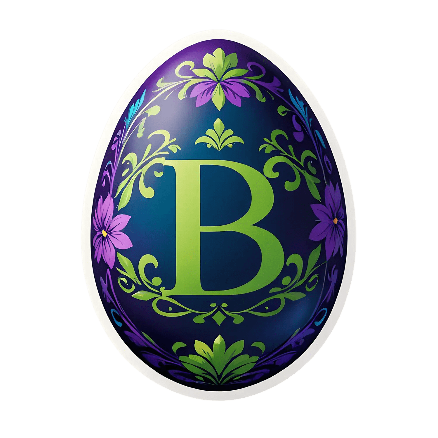 Elegant B Monogram - Floral Sticker - Heat Press Transfer