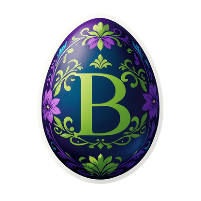 Elegant B Monogram - Floral Sticker - Heat Press Transfer