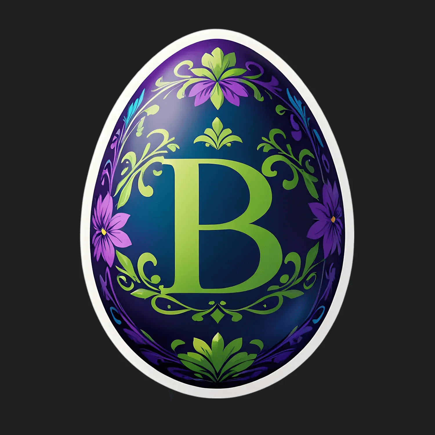 Elegant B Monogram - Floral Sticker - Heat Press Transfer