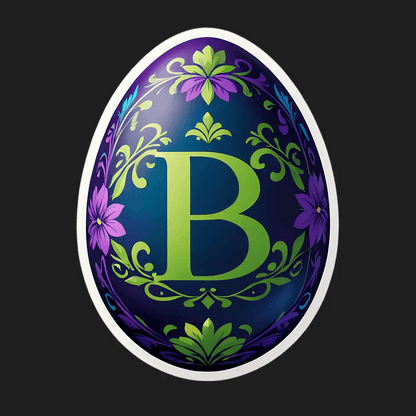 Elegant B Monogram - Floral Sticker - Heat Press Transfer