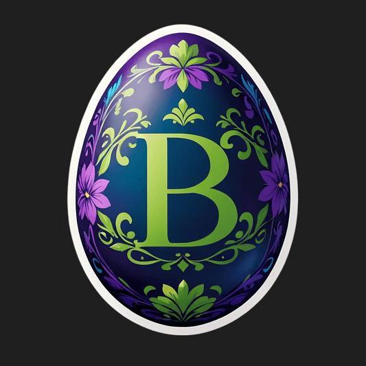 Elegant B Monogram - Floral Sticker - Heat Press Transfer