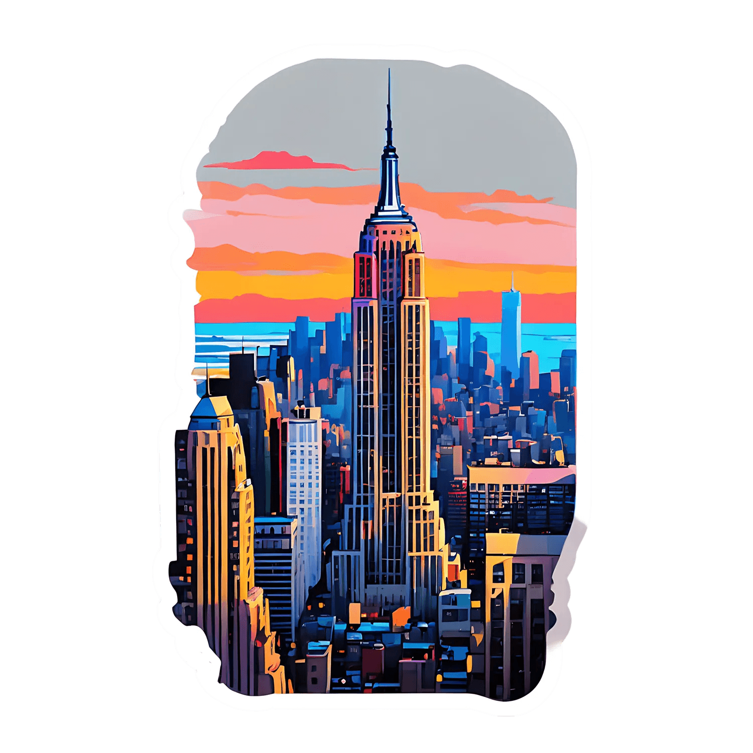 Empire State Building - Sunset Sticker - Heat Press Transfer