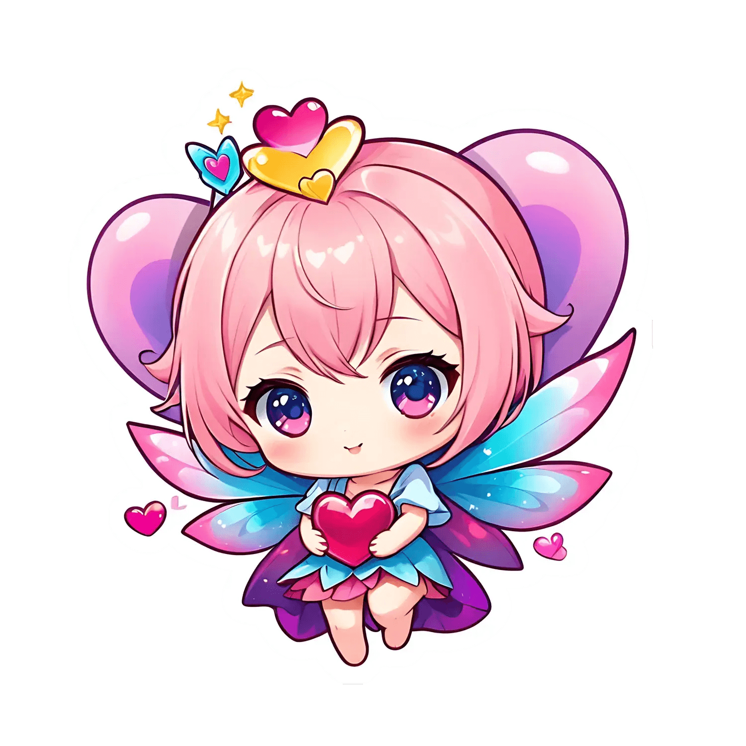 Fairy Charm Sticker - Cute Heart Wings - Heat Press Transfer