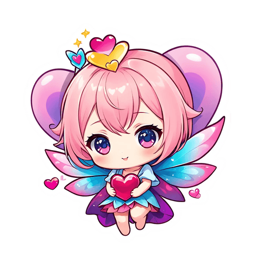 Fairy Charm Sticker - Cute Heart Wings - Heat Press Transfer