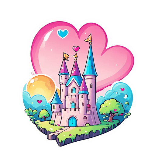 Fairytale Castle Heart Sticker - Heat Press Transfer