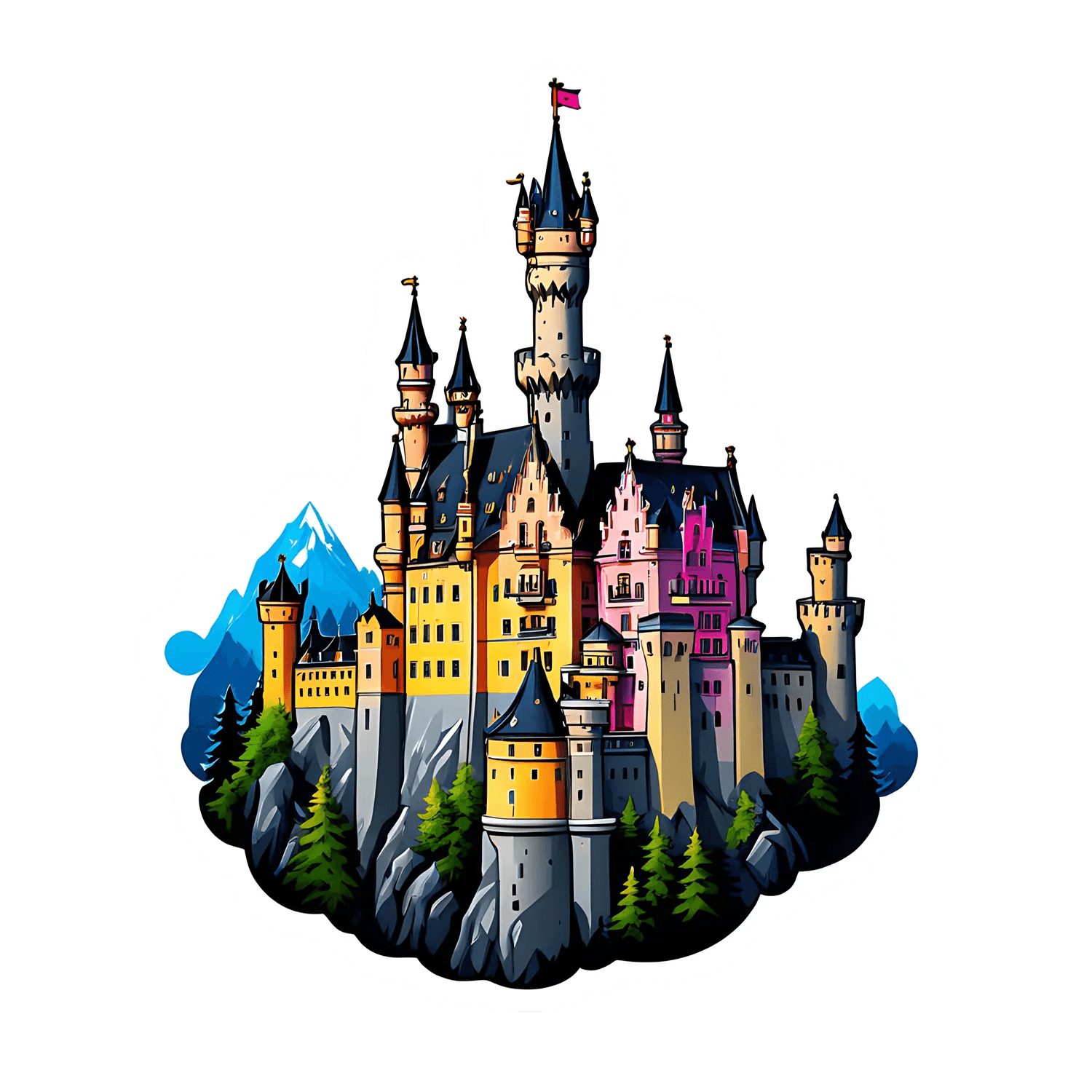 Fairytale Castle Sticker - Colorful and Enchanting - Heat Press Transfer