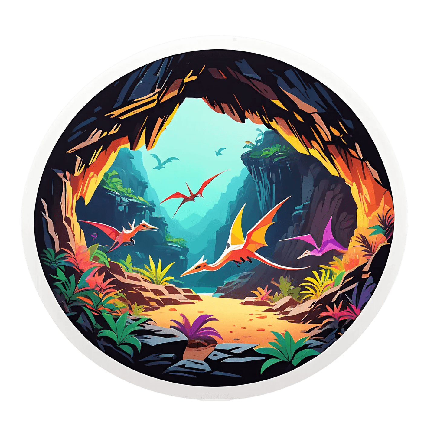 Fantasy Cave Scenery - Round Sticker - Heat Press Transfer