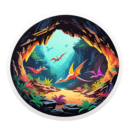 Fantasy Cave Scenery - Round Sticker - Heat Press Transfer