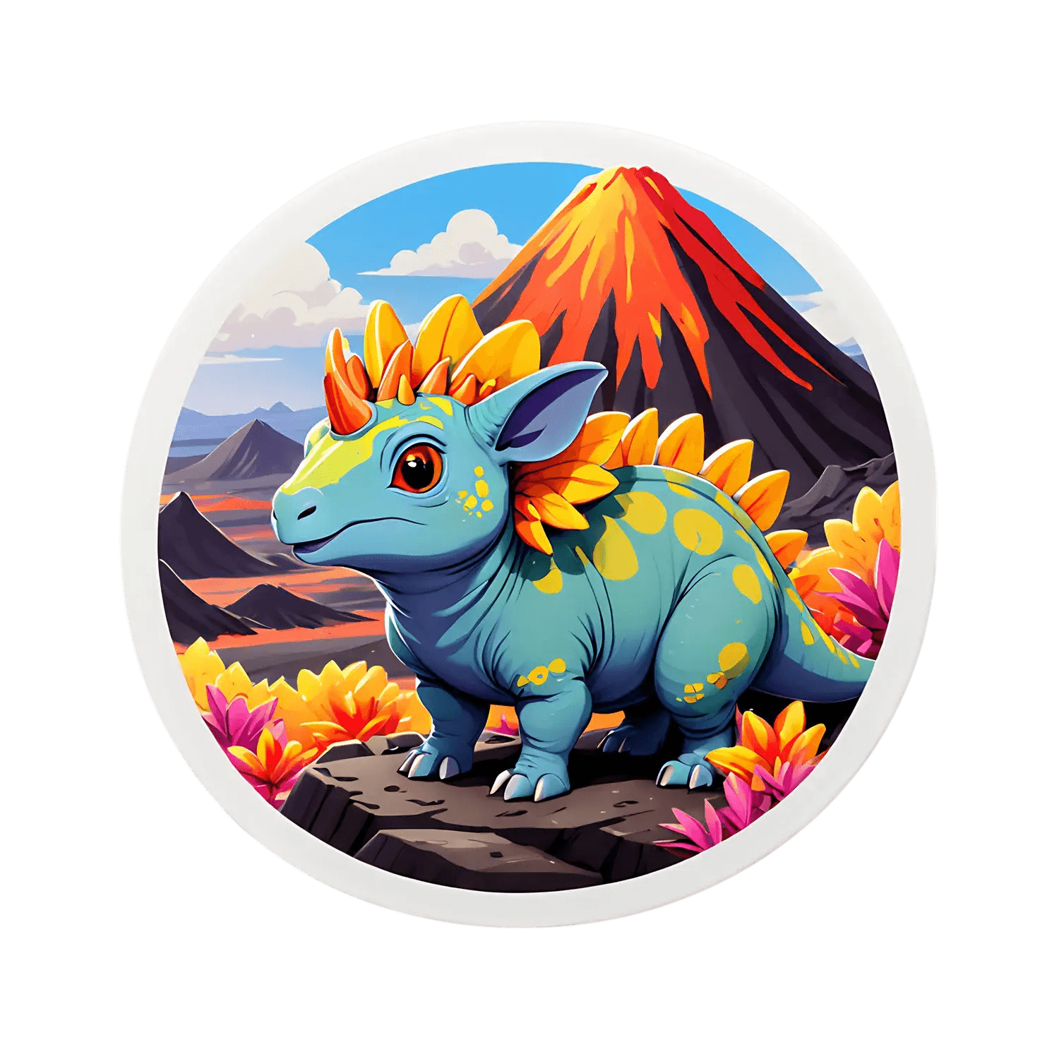 Fantasy Dragon Sticker - Colorful Mountain Scenery - Heat Press Transfer