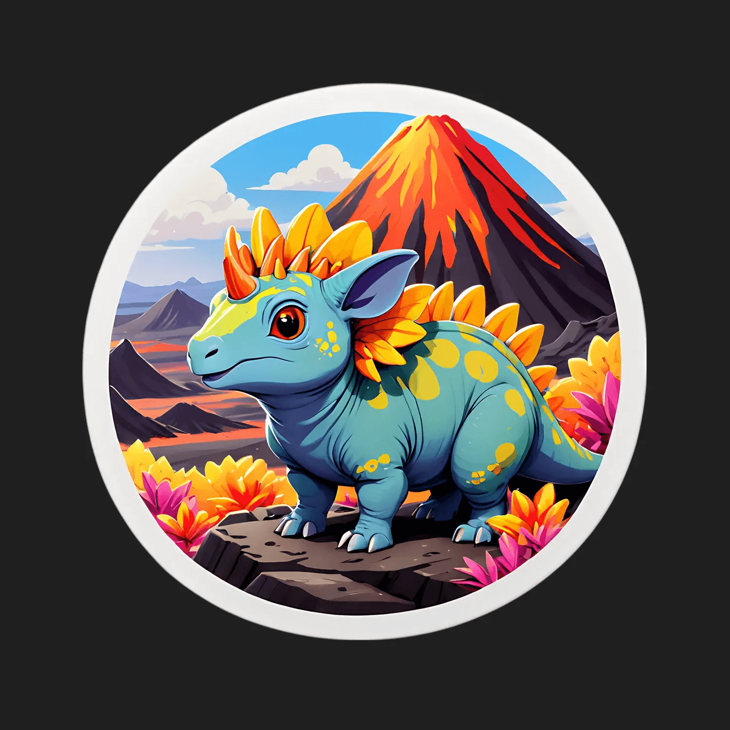 Fantasy Dragon Sticker - Colorful Mountain Scenery - Heat Press Transfer