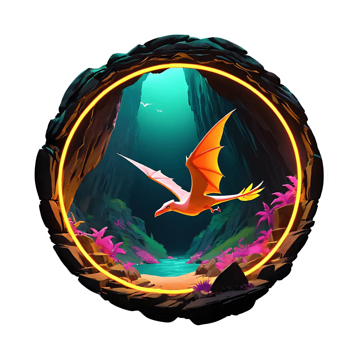 Fantasy Pterosaur - Cave Sticker - Heat Press Transfer