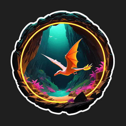 Fantasy Pterosaur - Cave Sticker - Heat Press Transfer