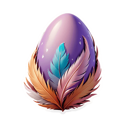 Feather Egg - Colorful Sticker - Heat Press Transfer