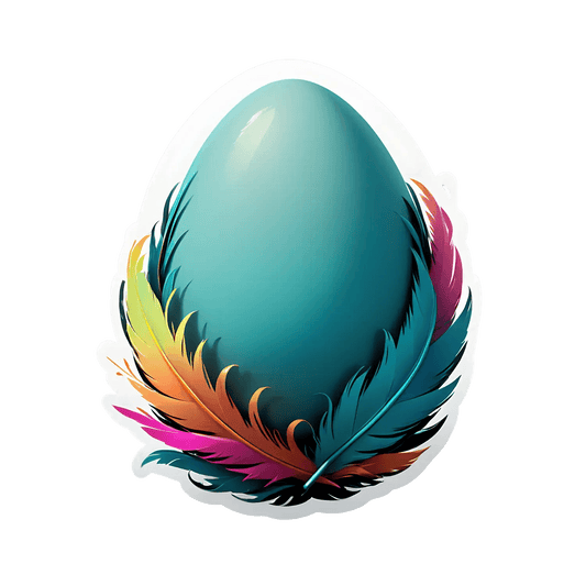 Feathered Egg Sticker - Vibrant UV Design - Heat Press Transfer