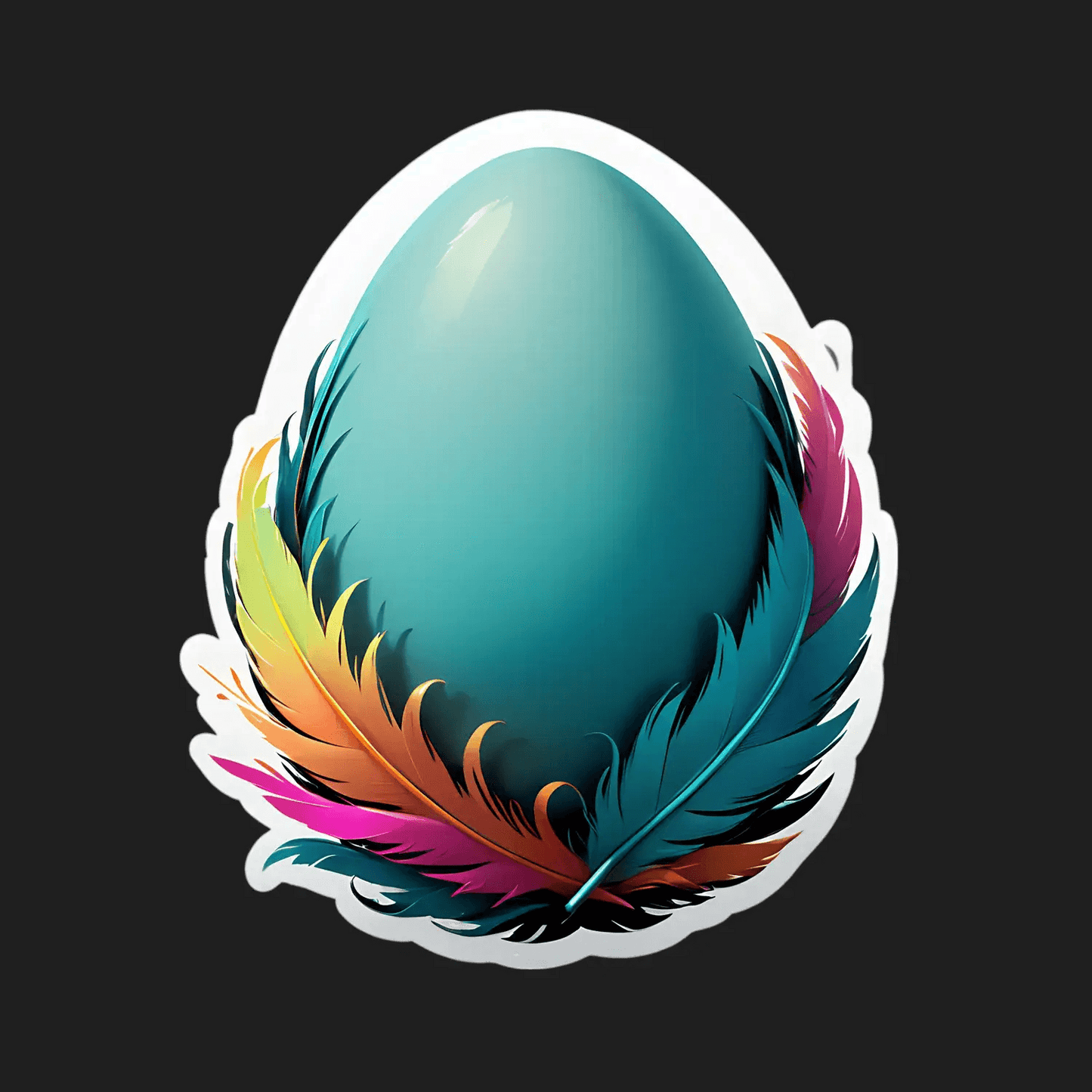 Feathered Egg Sticker - Vibrant UV Design - Heat Press Transfer