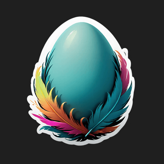Feathered Egg Sticker - Vibrant UV Design - Heat Press Transfer