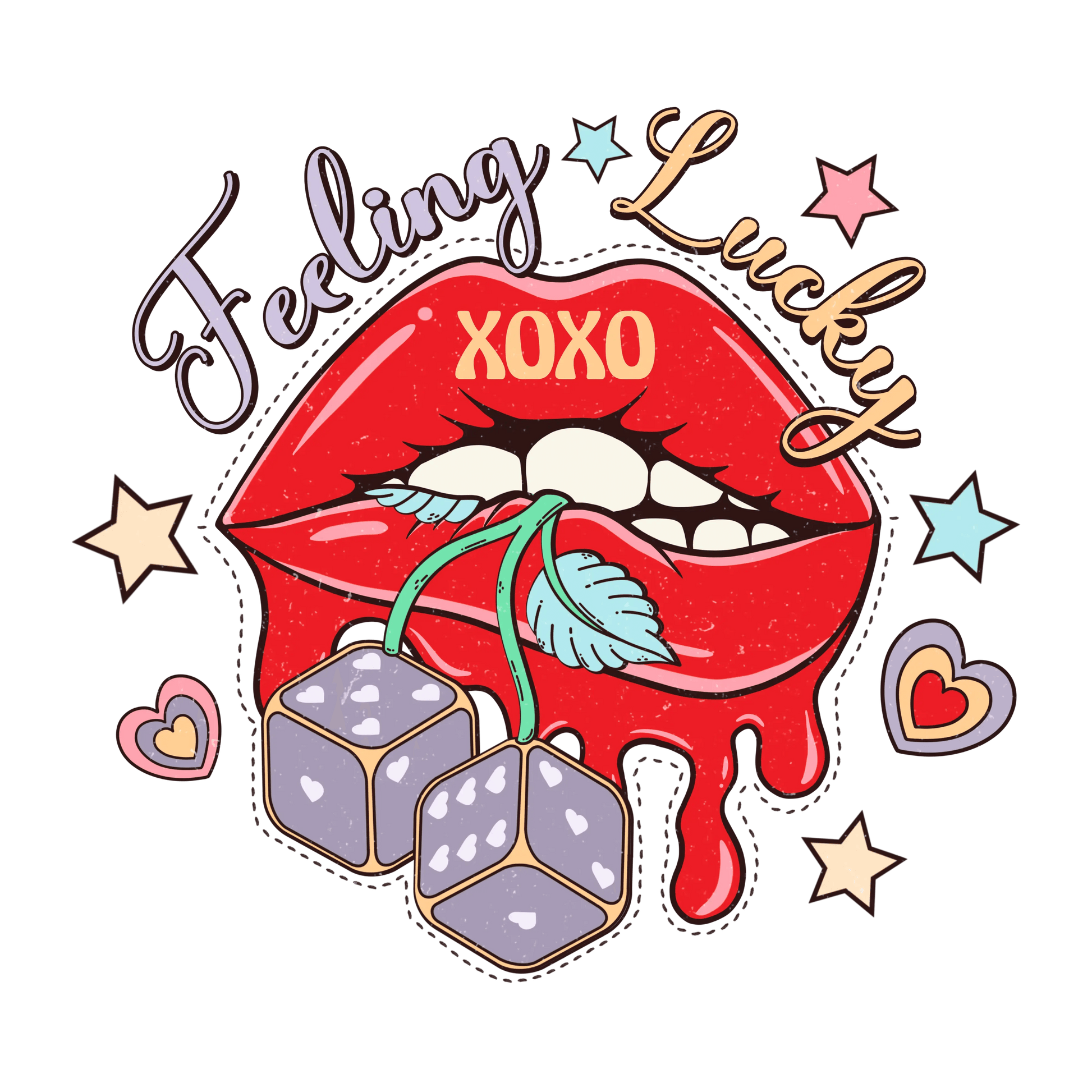 Feeling Lucky XOXO Valentine's Day Design - DTF Ready To Press - Heat Press Transfer