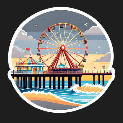 Ferris Wheel Beach - Coastal Sticker - Heat Press Transfer