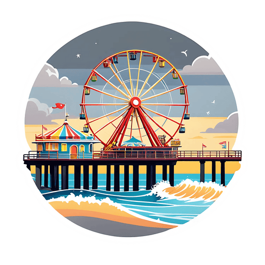 Ferris Wheel Beach - Coastal Sticker - Heat Press Transfer