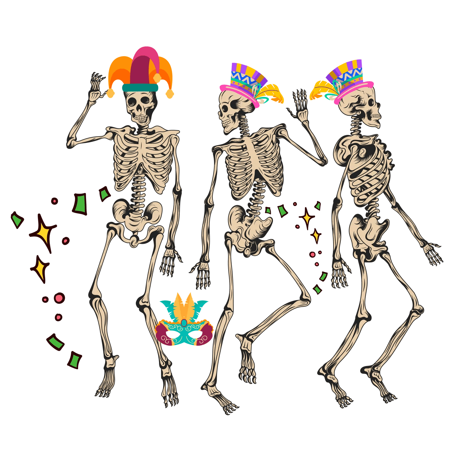 Fiesta Skeletons - DTF Ready to Press - Heat Press Transfer