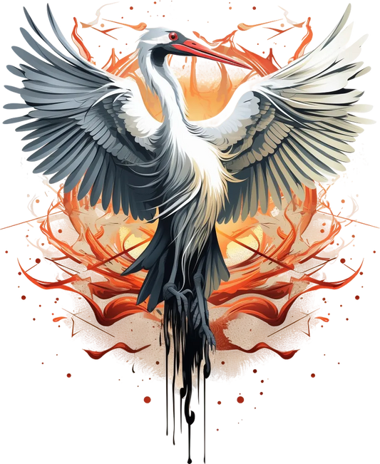 Fire Crane Art - DTF Ready to Press - Heat Press Transfer