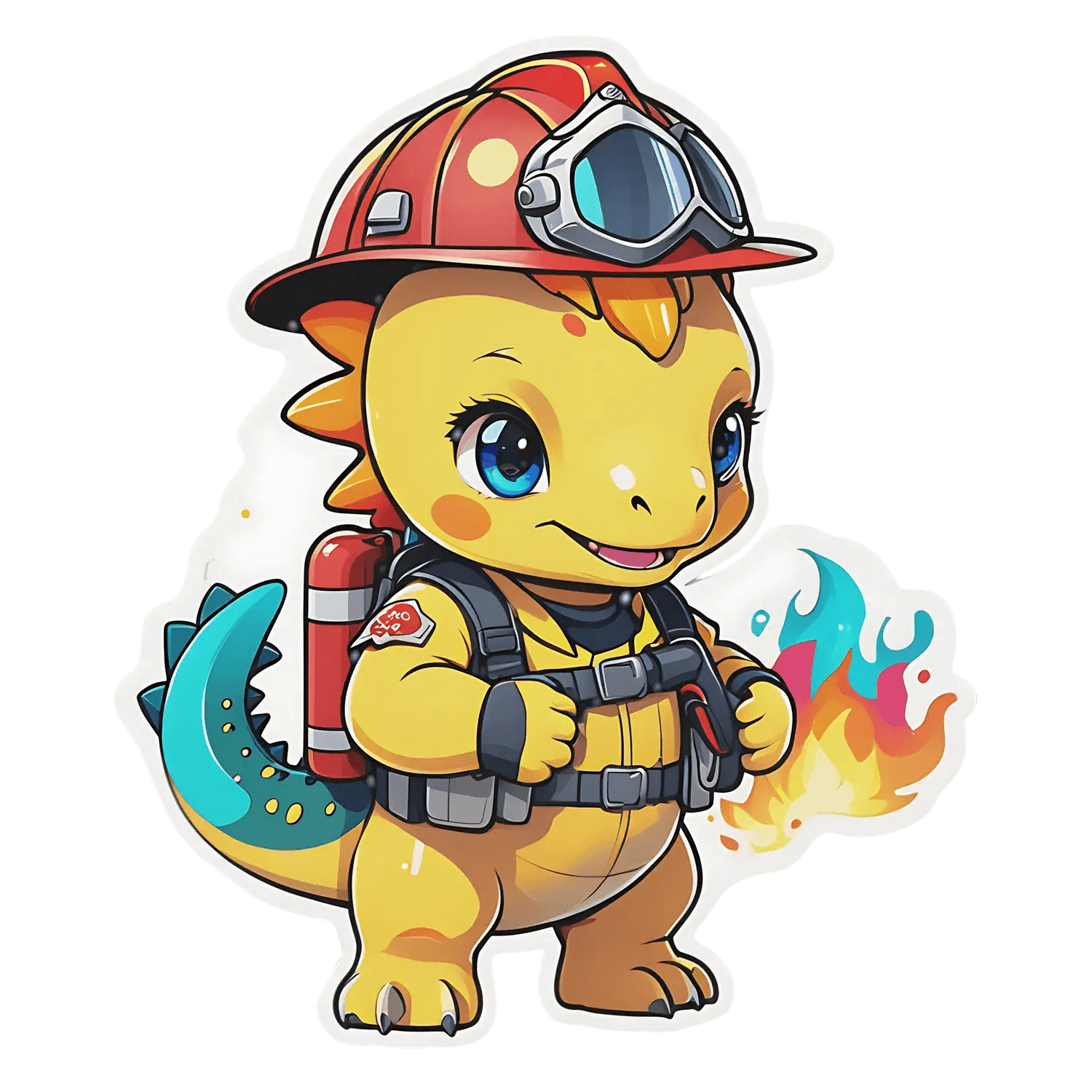 Firefighter Dinosaur - Sticker - Heat Press Transfer