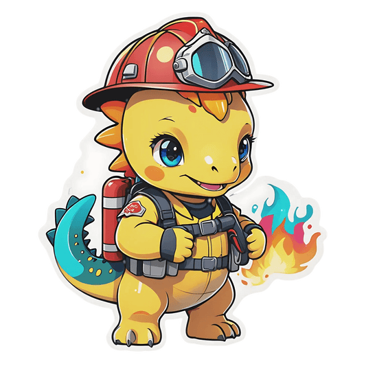 Firefighter Dinosaur - Sticker - Heat Press Transfer