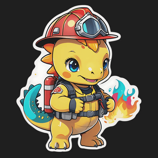Firefighter Dinosaur - Sticker - Heat Press Transfer