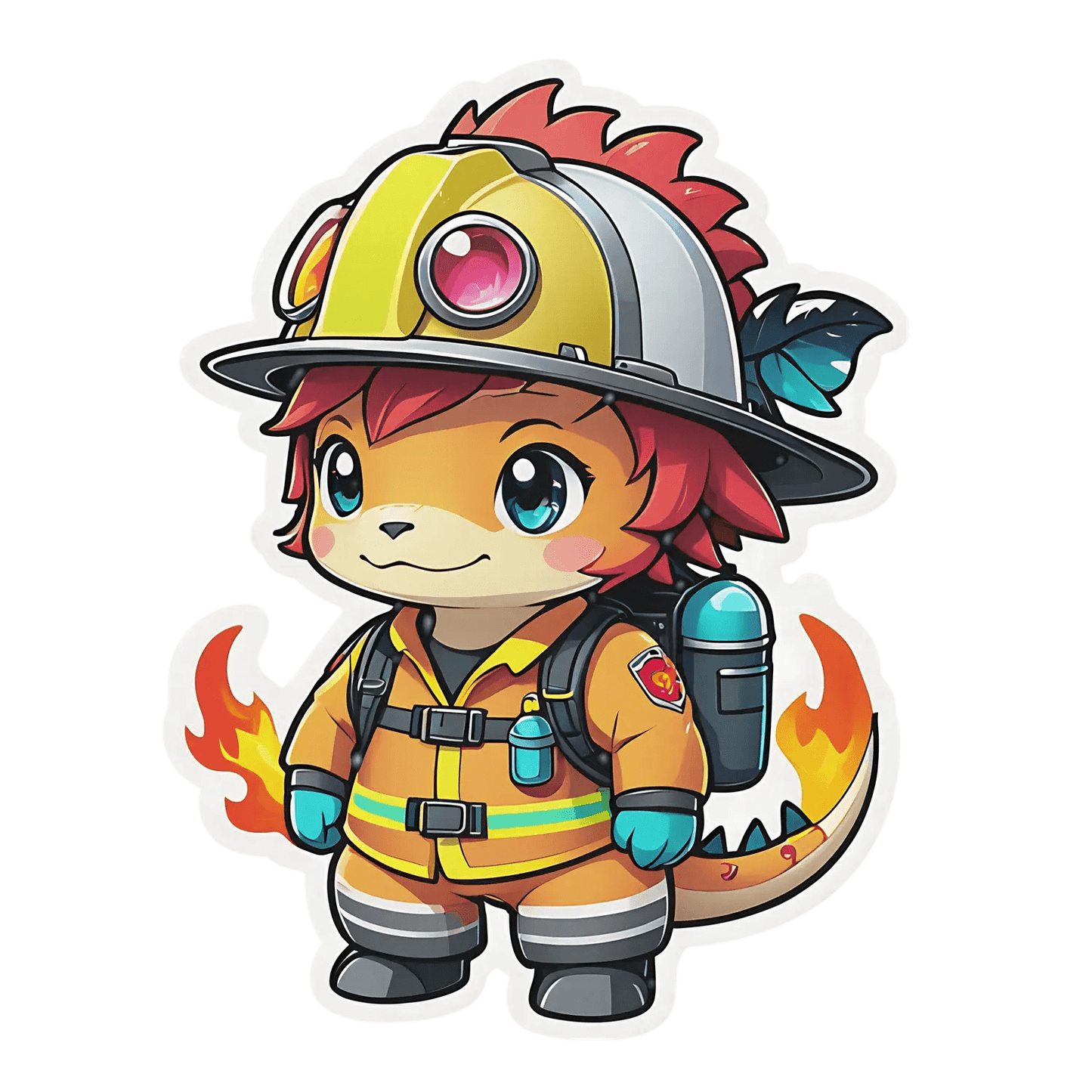 Firefighter Fox Sticker - Colorful and Durable - Heat Press Transfer