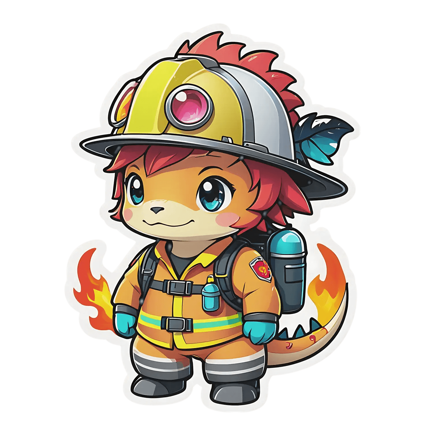 Firefighter Fox Sticker - Colorful and Durable - Heat Press Transfer