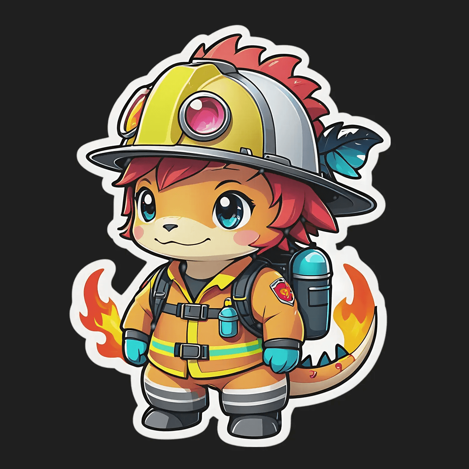 Firefighter Fox Sticker - Colorful and Durable - Heat Press Transfer