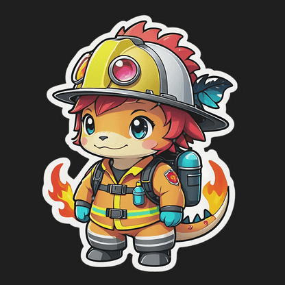 Firefighter Fox Sticker - Colorful and Durable - Heat Press Transfer