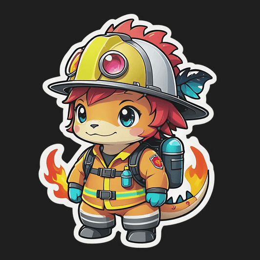 Firefighter Fox Sticker - Colorful and Durable - Heat Press Transfer