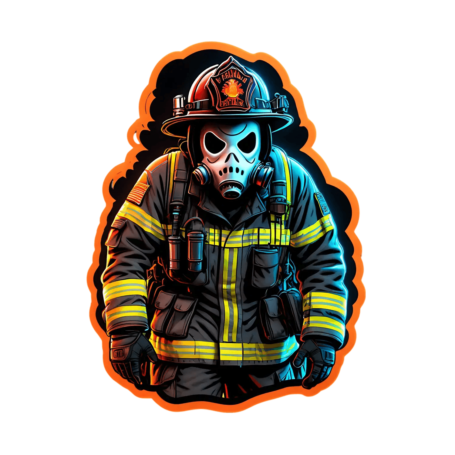 Firefighter Skull Sticker - UV DTF - Heat Press Transfer