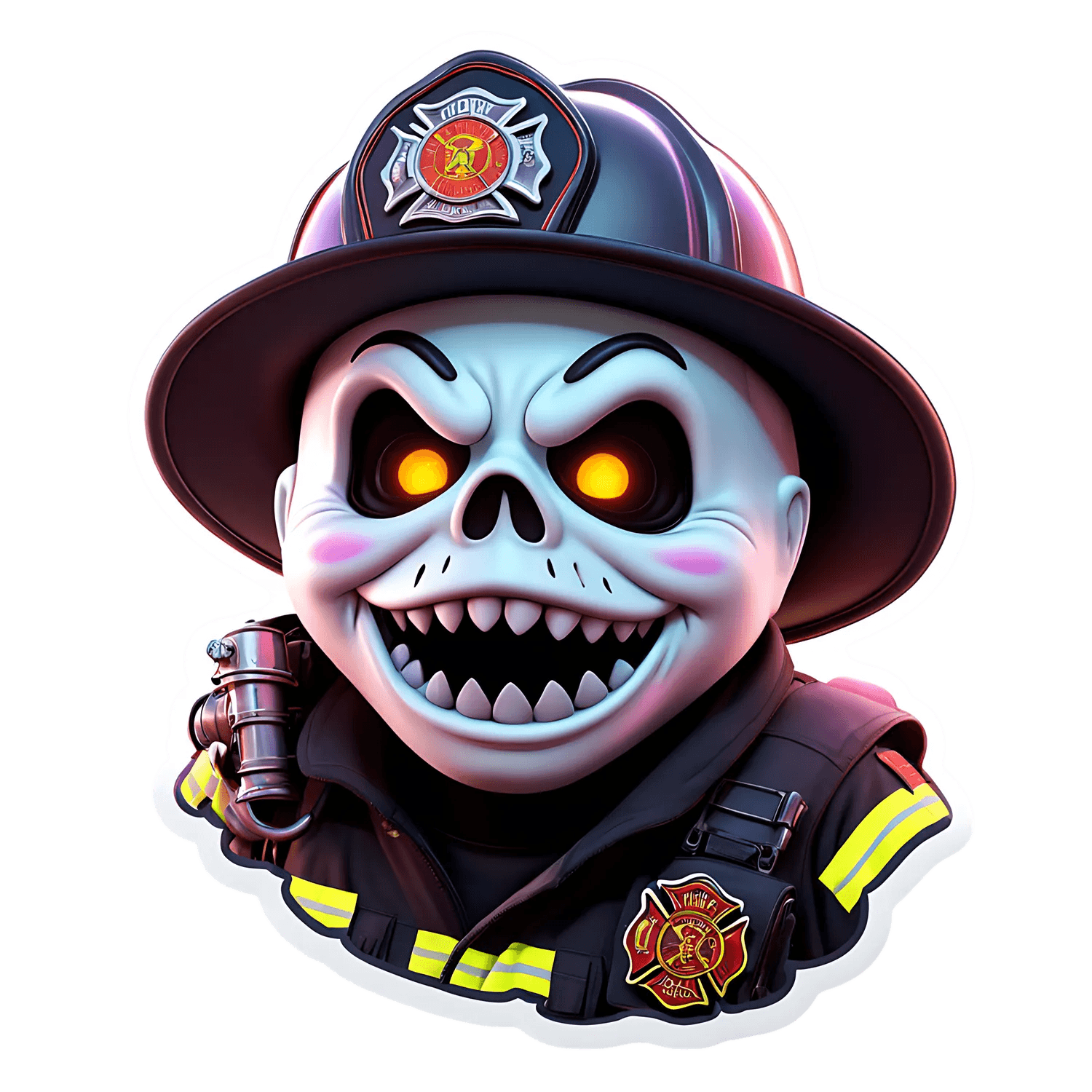 Firefighter Skull - UV DTF Sticker - Heat Press Transfer