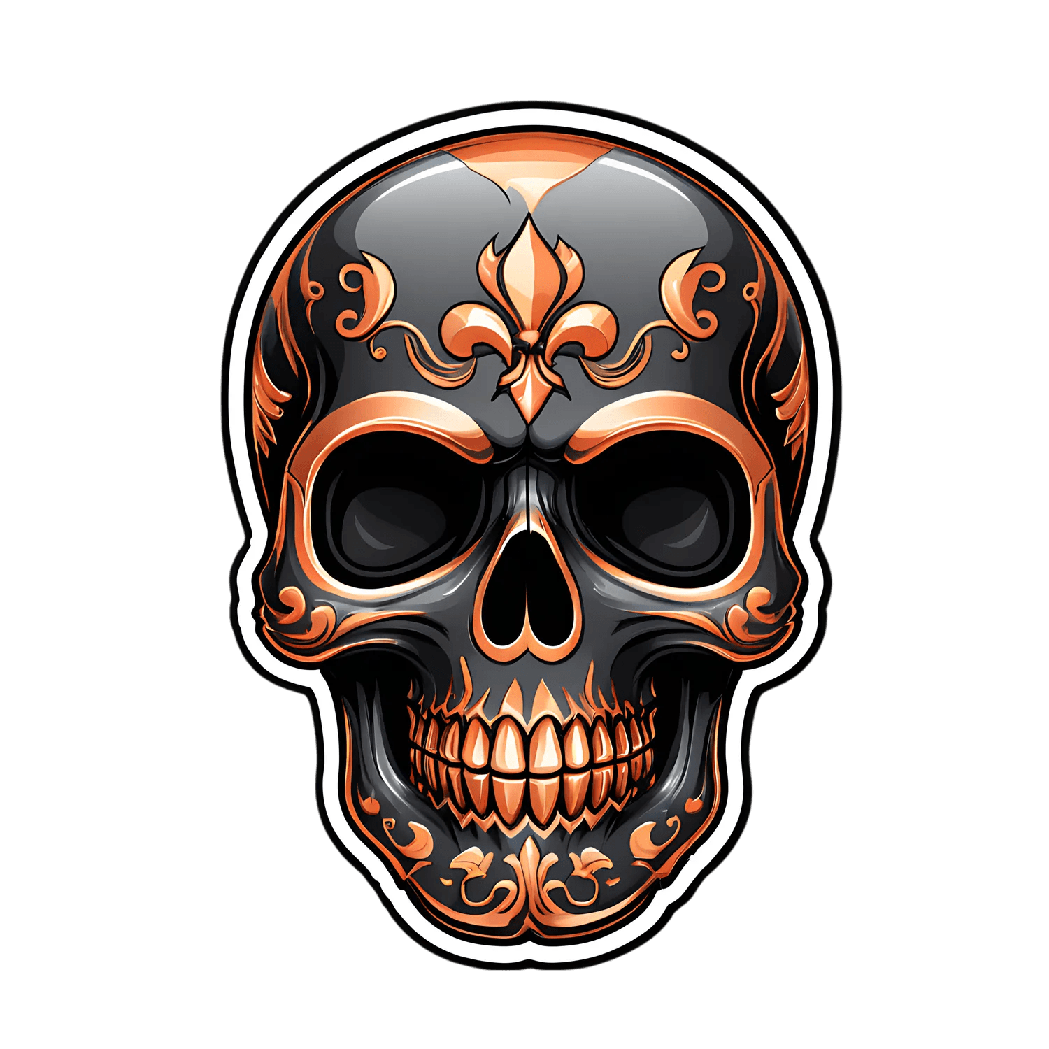 Flame Skull - Decorative Sticker - Heat Press Transfer