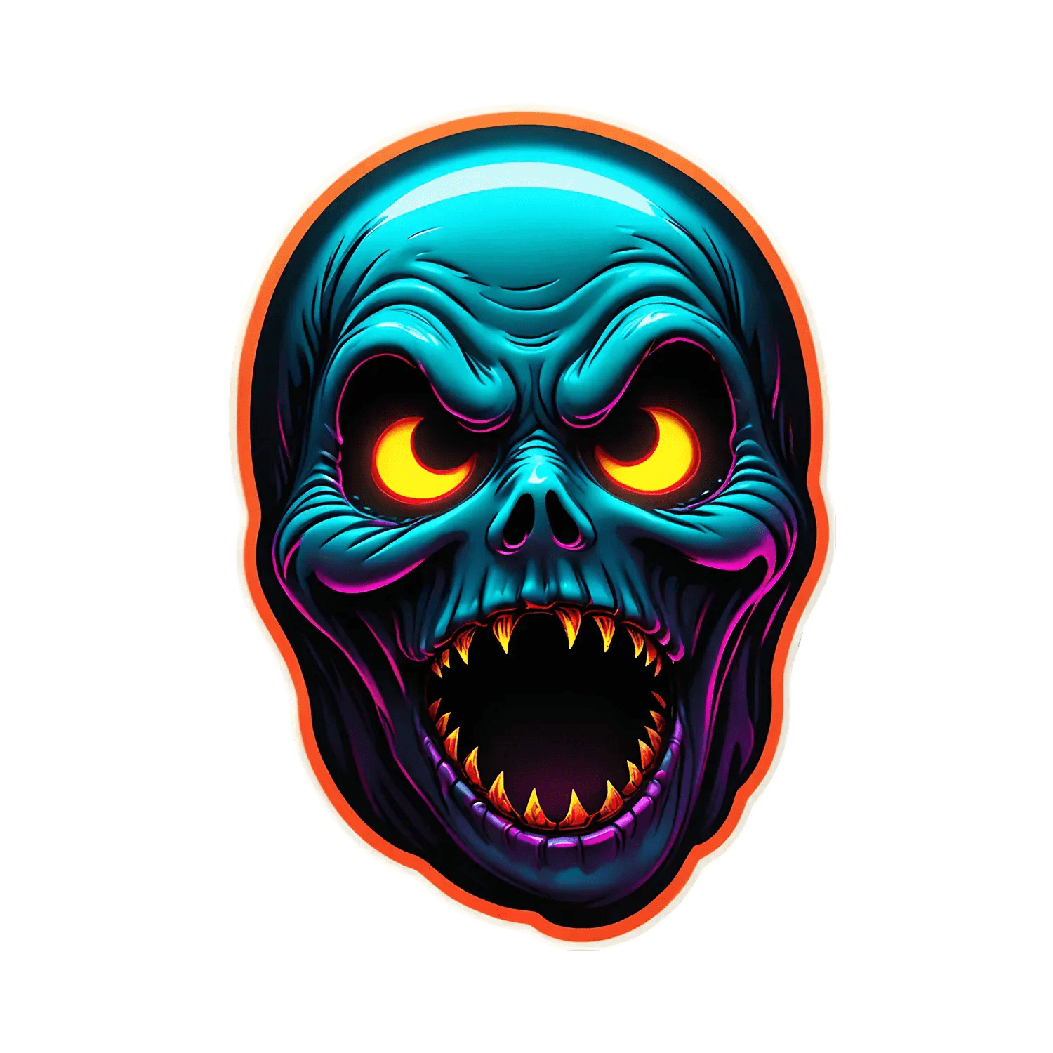 Flaming Skull Sticker - Vibrant UV DTF Design - Heat Press Transfer