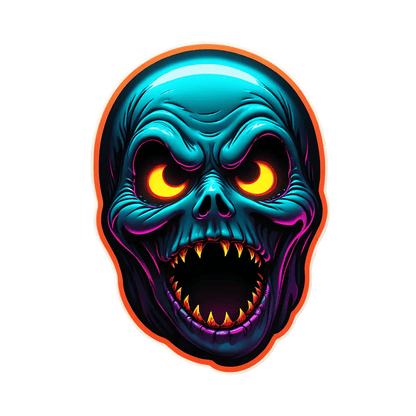 Flaming Skull Sticker - Vibrant UV DTF Design - Heat Press Transfer