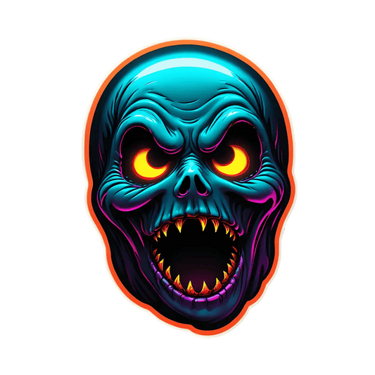 Flaming Skull Sticker - Vibrant UV DTF Design - Heat Press Transfer