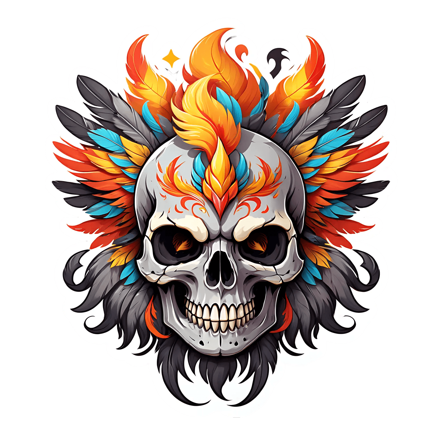 Flaming Skull - Sticker - Heat Press Transfer