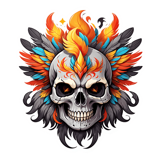 Flaming Skull - Sticker - Heat Press Transfer