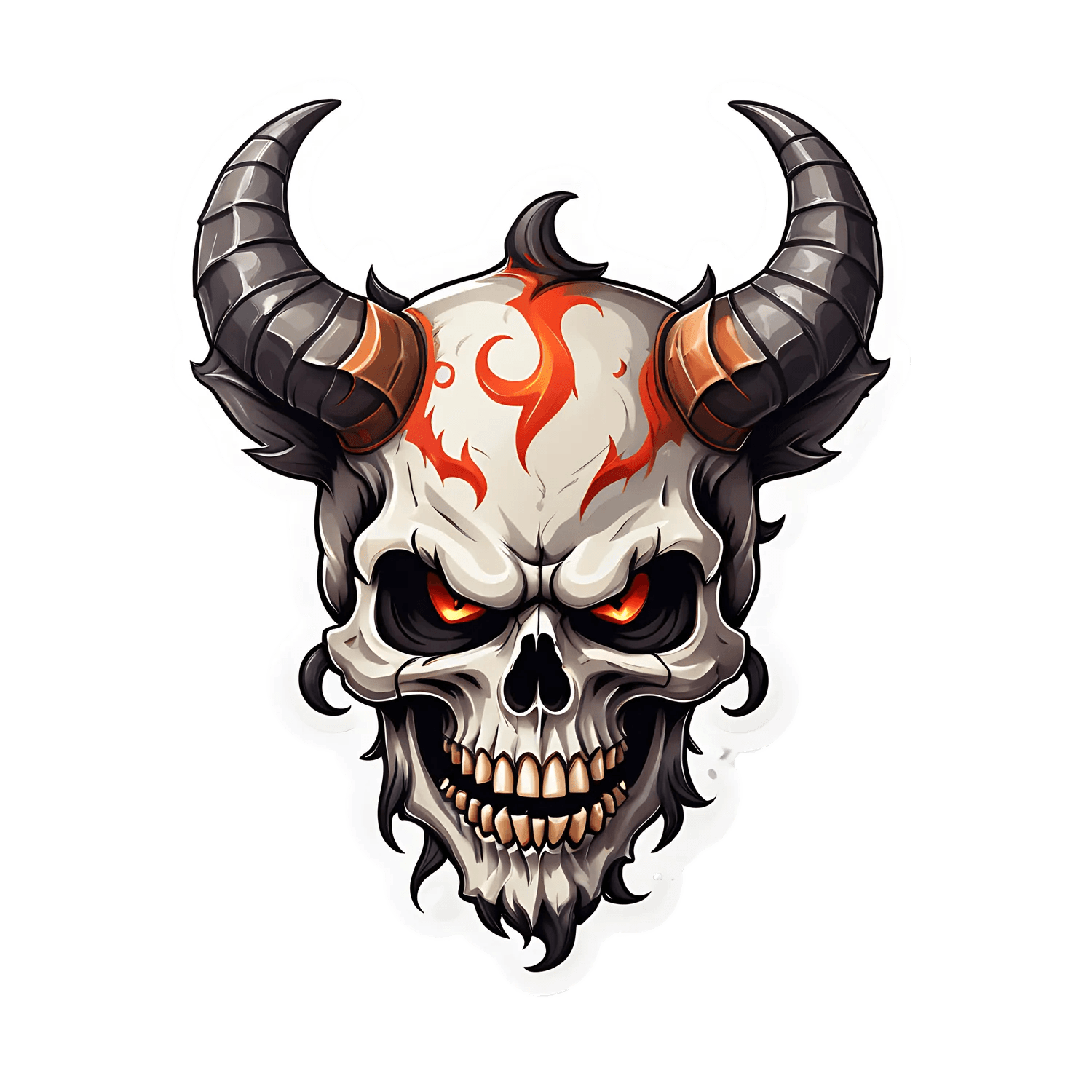 Flaming Skull - Sticker - Heat Press Transfer
