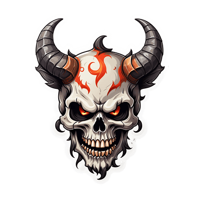 Flaming Skull - Sticker - Heat Press Transfer
