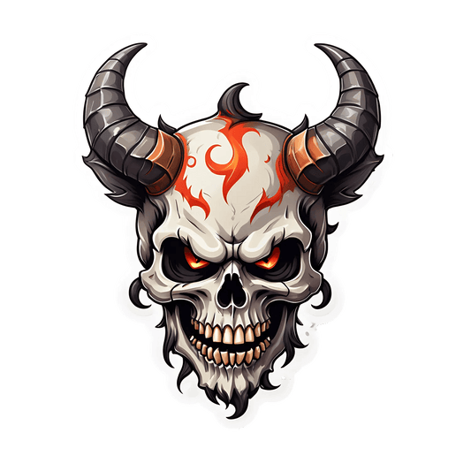 Flaming Skull - Sticker - Heat Press Transfer
