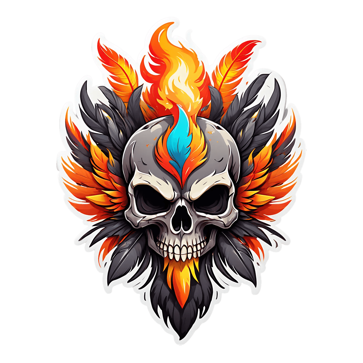 Flaming Skull - Sticker - Heat Press Transfer