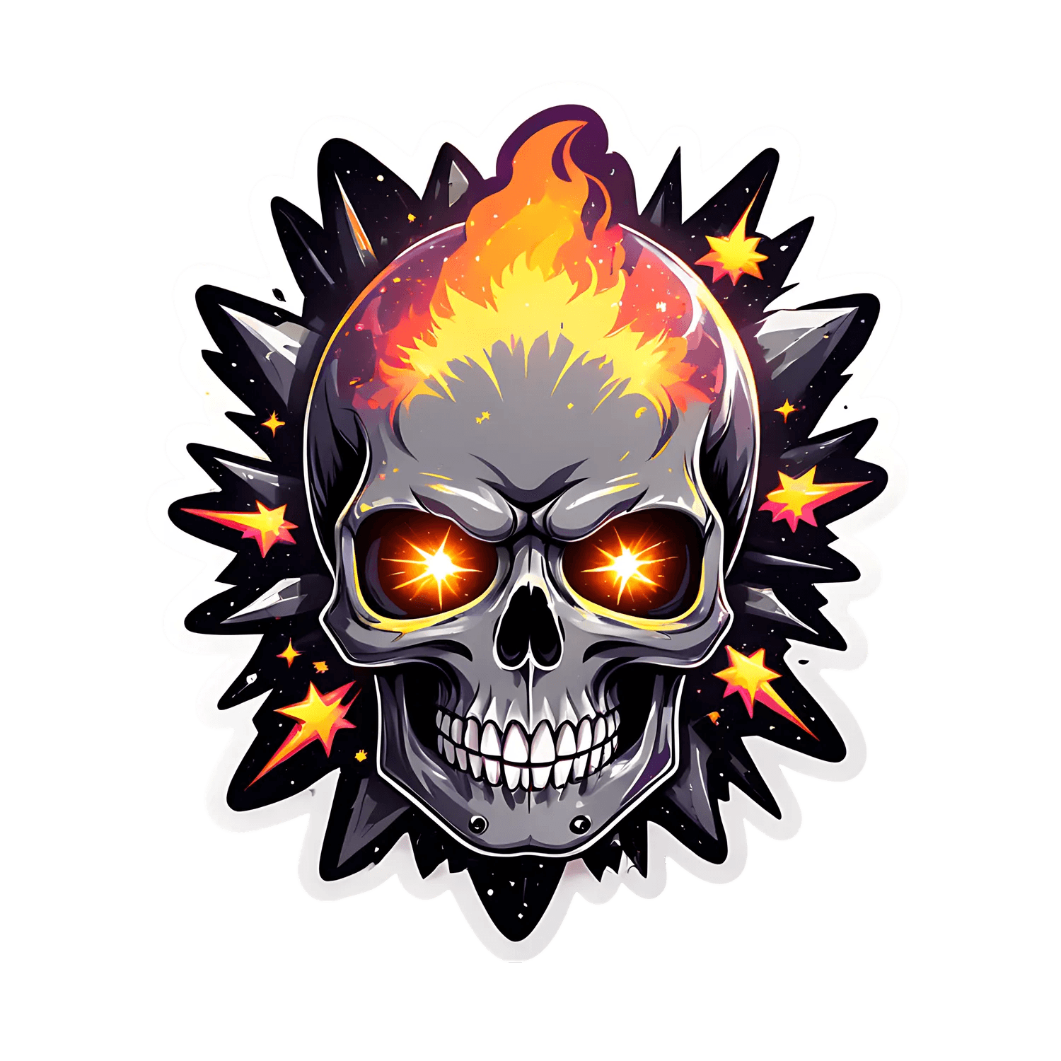 Flaming Skull Sticker - UV DTF Decal - Heat Press Transfer