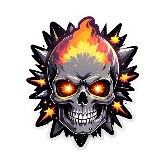 Flaming Skull Sticker - UV DTF Decal - Heat Press Transfer
