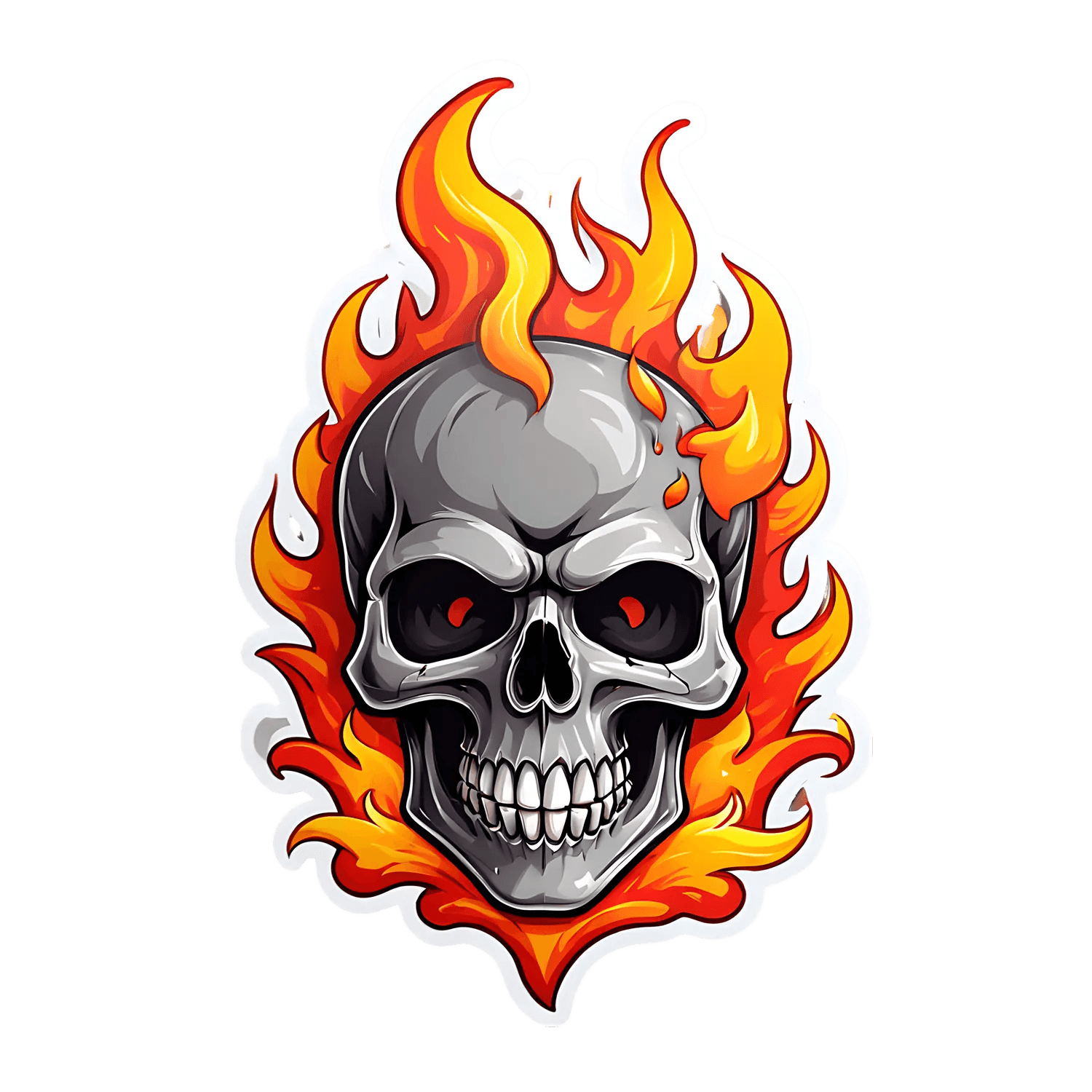Flaming Skull Sticker - UV DTF Design - Heat Press Transfer